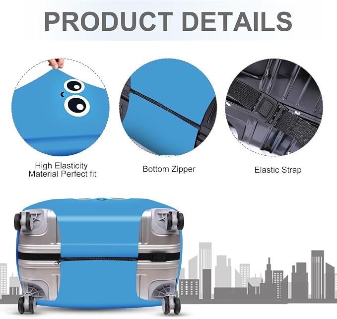 ANNA QUEEN Cute Smiley Face Luggage Cover, Stretchable, Washable Travel Cover - Image 4