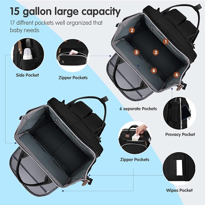 DERJUNSTAR Diaper Bag Backpack, Large Baby Bag - Image 2