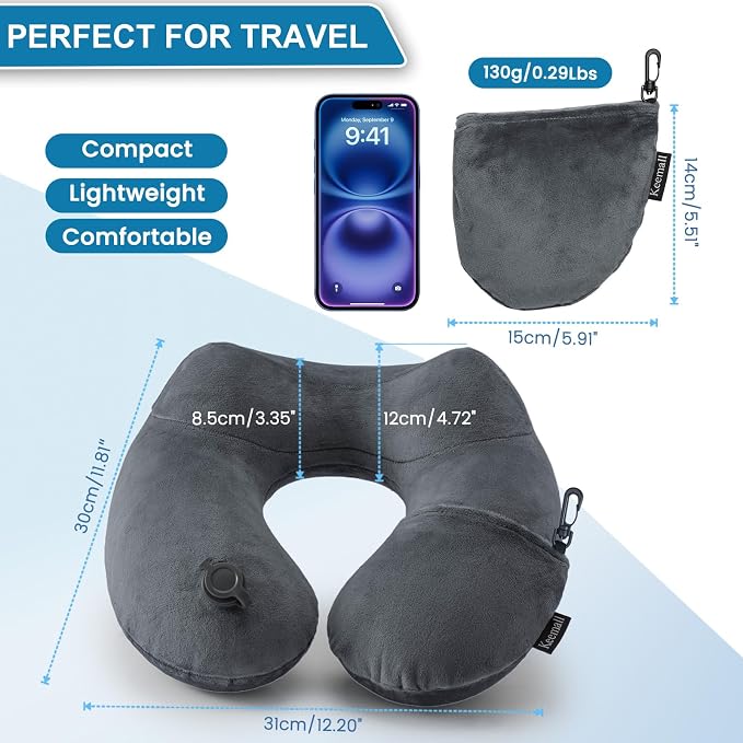 Inflatable Travel Pillows for Airplanes, Easy Blow Up Inflatable Travel Neck - Image 8