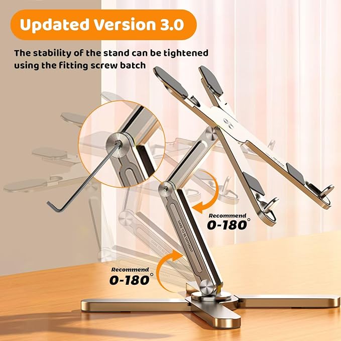 Laptop Stand with 360 Rotating Base, Computer Notebook Laptop Riser Metal Holder - Image 4