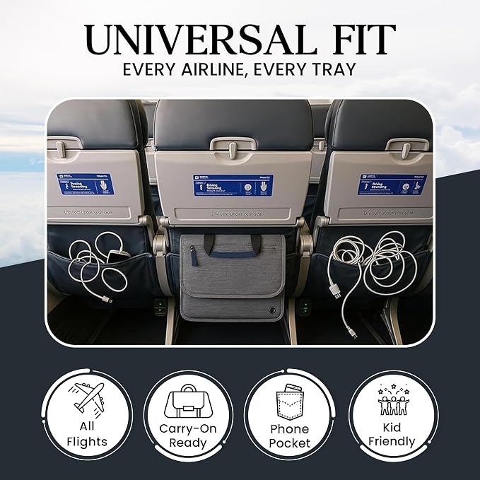 SO~MINE Airplane Pocket Organizer | Tray Table Cover | In Flight Seat Back - Image 5
