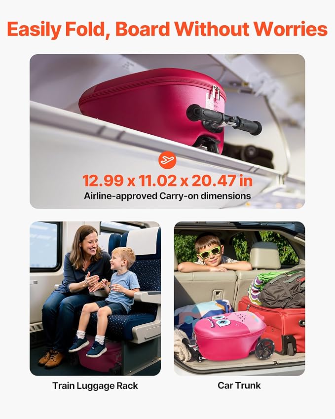 VEVOR Ride-on Luggage, 20 L Capacity, 20 Inches Kids Scooter Suitcase - Image 5