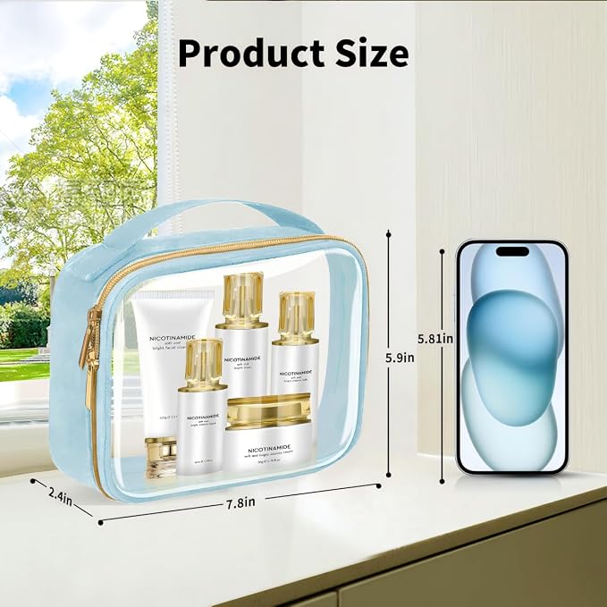 TSA Approved Travel Toiletry Bag, 2 Pack Clear Makeup Bags - Image 5