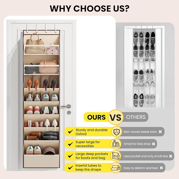 Over the Door Shoe Organizer for Closet, Shoes Rack - Image 7