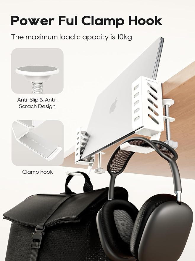 Desk Side Laptop Holder, Desk Side Storage, No Drill Side Desk Organizer - Image 3