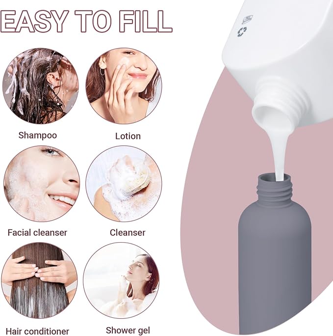 Travel Shampoo Bottle, Empty Plastic Squeeze Bottles 8.8oz - Image 4