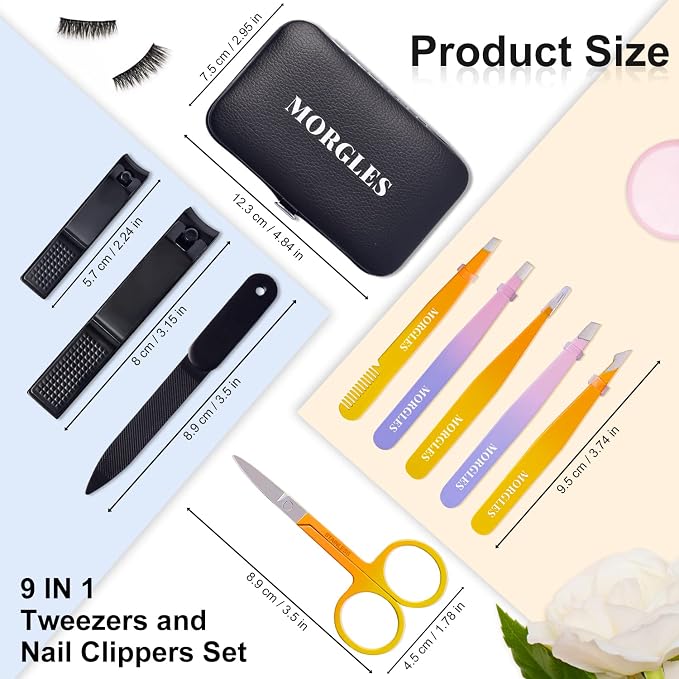 MORGLES Tweezers Set, Professional Nail Clippers and Tweezer Kit - Image 6