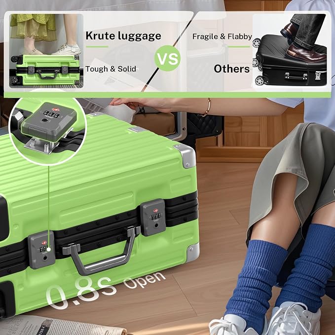Krute Luggage 24 Inch Aluminum Frame Zipperless Suitcase - Image 7