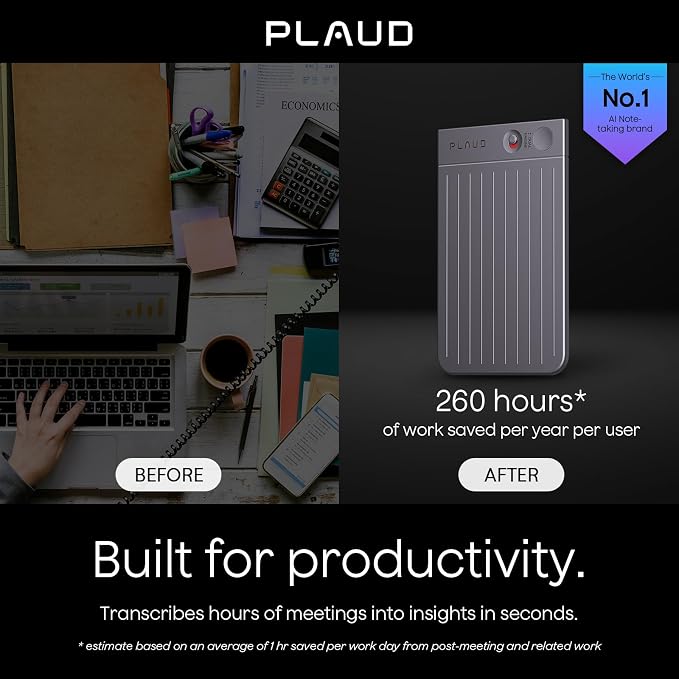 AI Voice Recorder, Note Voice Recorder w/Case, App Control, Transcribe & - Image 2
