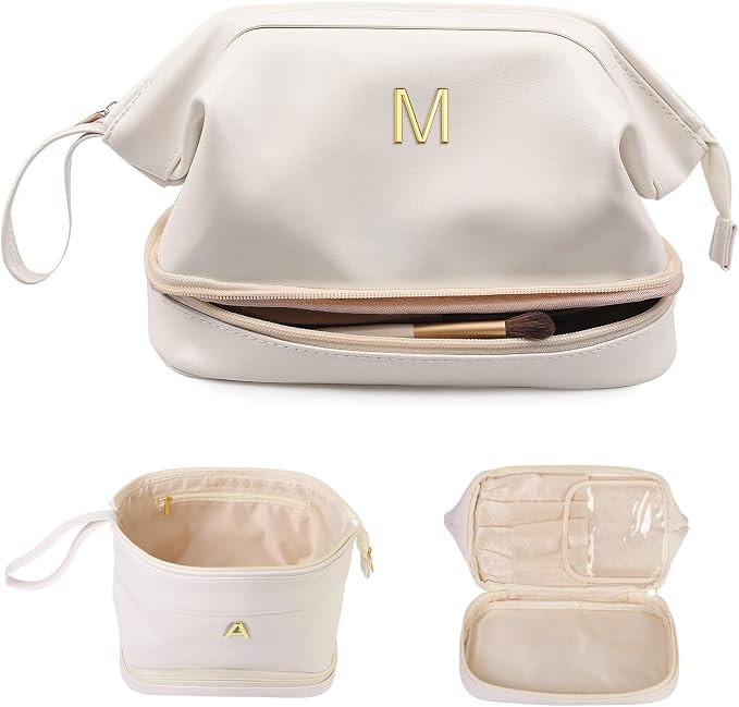 Birthday Gifts-Teen Girl Gifts Trendy Stuff Initial Large Makeup Bag by Vogewood