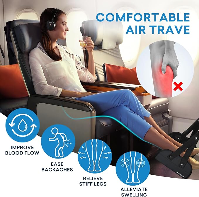 Airplane Footrest Made with Premium Memory Foam, Portable Foot Hammock with - Image 2