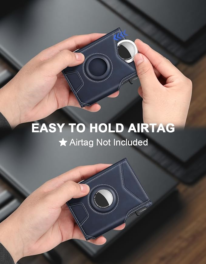 Airtag Wallet for Men, Minimalist Slim Mens Wallet Smart Pop Up Credit Card - Image 3