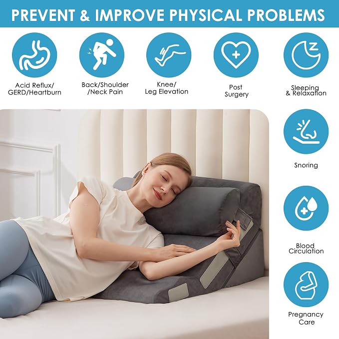 3PCS Bed Wedge Pillow for Headboard, Adjustable Wedge Pillow for Sleep Apnea - Image 4