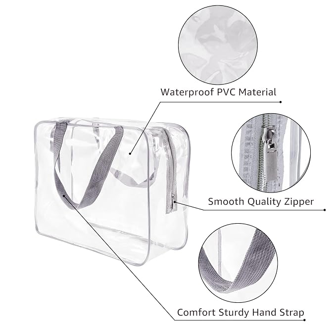 2Pcs Crystal Clear PVC Travel Toiletry Bag Kit - Image 3