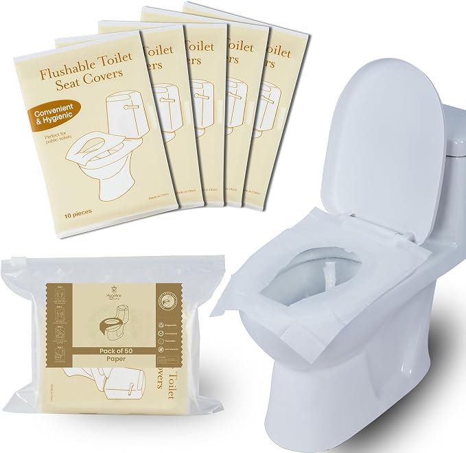 Disposable Toilet Seat Covers Pack of 50 XLarge Flushable Paper Travel Toilet by Unknown