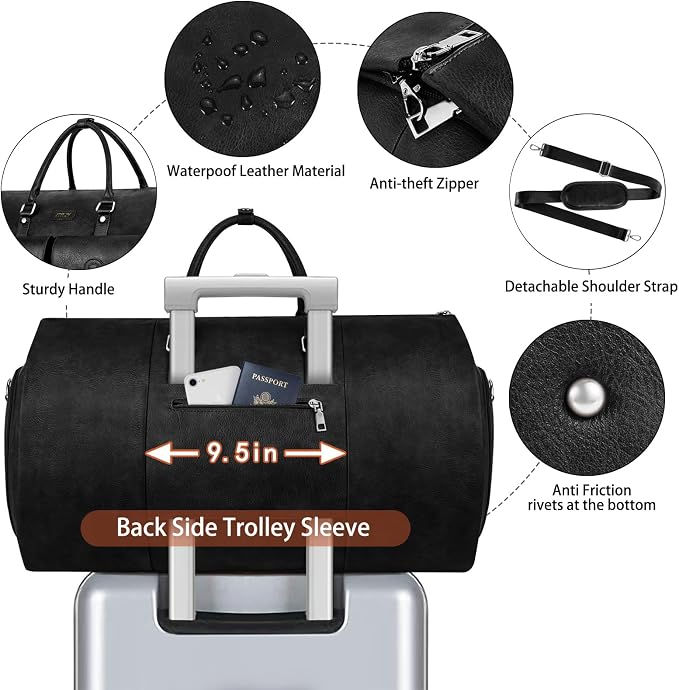 Garment Bag for Travel, Convertible Carry on Garment Duffel Bag for Men 3Pcs - Image 5