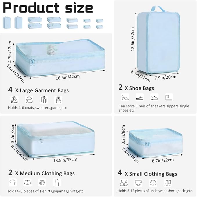 Reginary 6 Set Travel Packing Cubes Luggage Organizer Set Lightweight Suitcase - Image 2