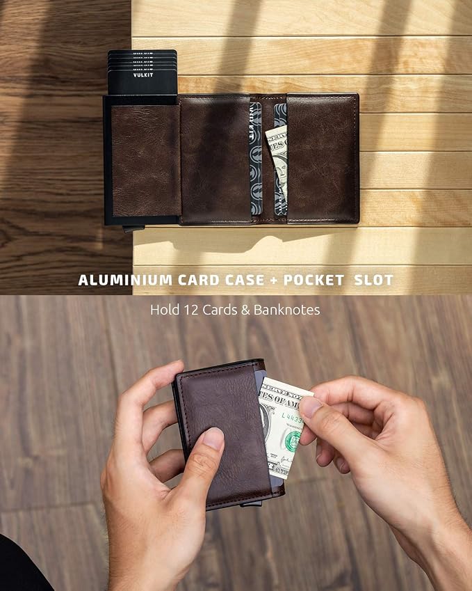VULKIT Card Holder Pop Up Slim Wallet Leather RFID Blocking Card Case Up to 8 - Image 4
