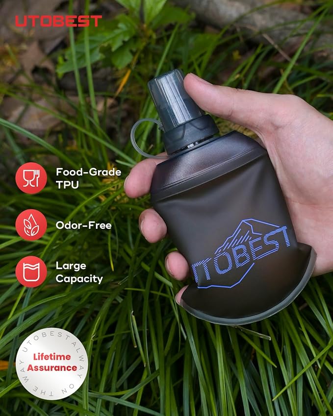 UTOBEST 150ml Soft Flask, 2 Pack Flexible TPU Hydration Water Bottle, - Image 2