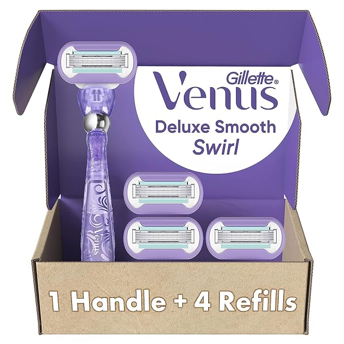 Gillette Venus Deluxe Smooth Swirl Women's Razor Handle + 4 Blade Refills by Venus