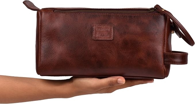 LEATHER VILLAGE Premium Leather Travel Toiletry Bag - Image 3