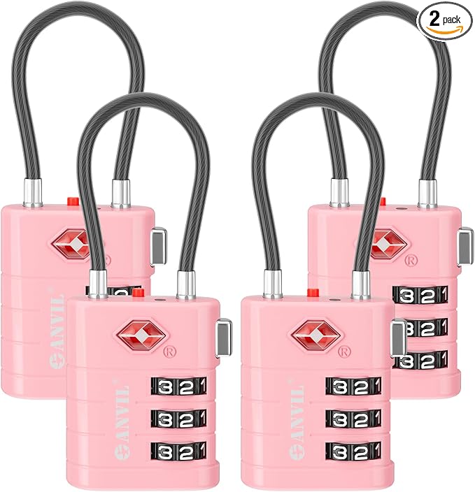 ANVIL TSA Approved Luggage Locks – High Security TSA008 Combination Travel Locks by ANVIL