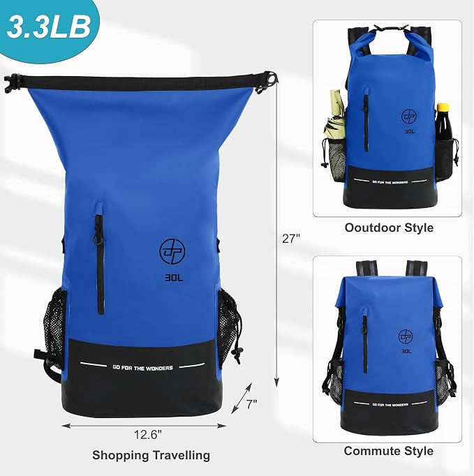 UPWELL 30L Waterproof Dry Bag Boating Backpack - Image 3