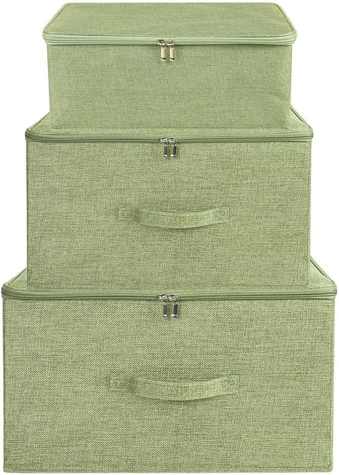 ANMINY 3PCS Storage Bins with Zipper Lids 51.9 Qt Lidded Fabric Storage Boxes - Image 5