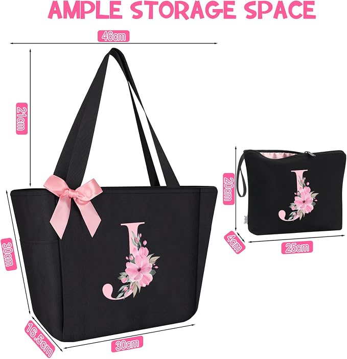 Vavabox Tote Bag, A-Z Initial Monogrammed Waterproof Tote Bag, Bridesmaid Gifts - Image 3