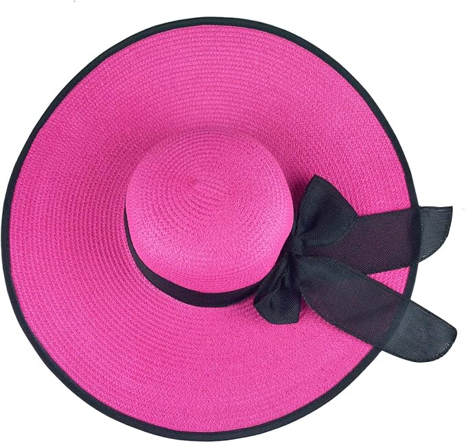 DRESHOW Beach Hats for Women Big Straw Wide Brim Summer Hat Floppy Foldable - Image 4