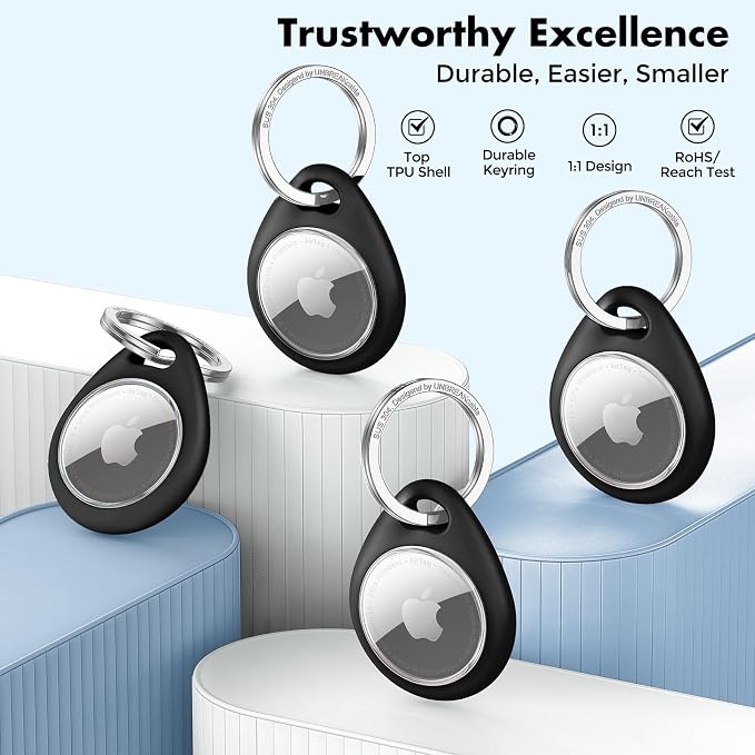 UNBREAKcable Holder for Apple AirTag 4 Pack Protective Case Waterproof TPU Shell - Image 2