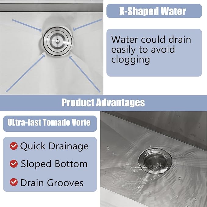 Farmhouse Sink 33 Inch, 33x22 Inch Apron Front Farmhouse Kitchen Sink, 16 Gauge - Image 5