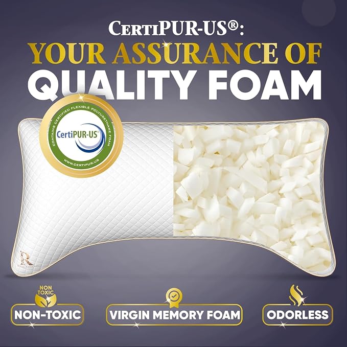 Royal Therapy Queen Memory Foam Pillow, Adjustable Shredded Memory Foam Pillows - Image 5