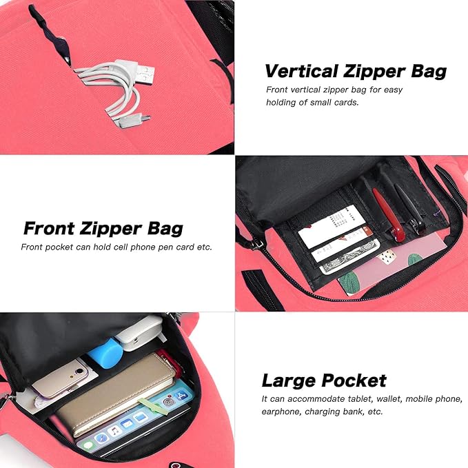 MOSISO Sling Backpack, Canvas Crossbody Hiking Daypack Bag - Image 3