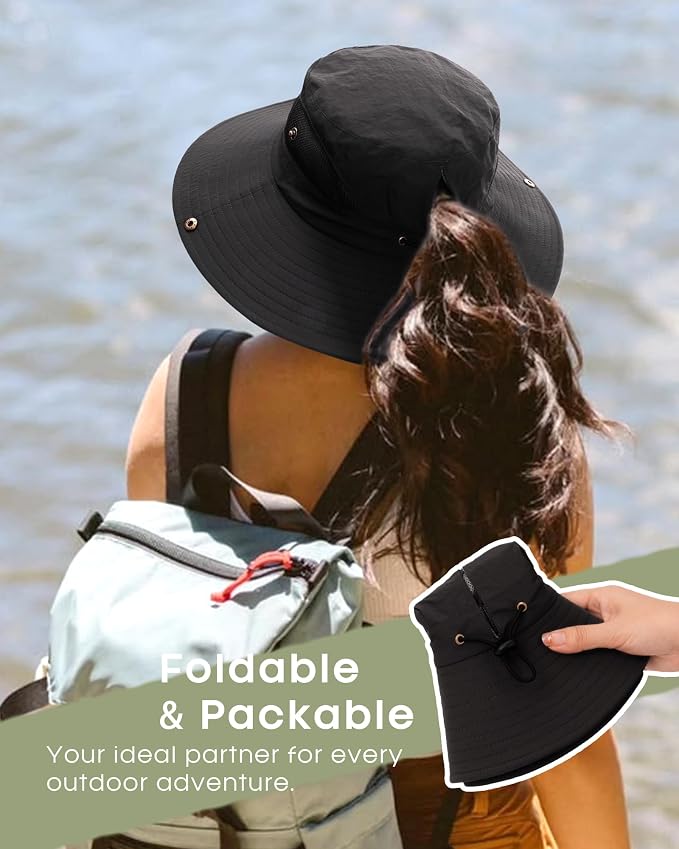 FURTALK Womens Sun Hat with Ponytail Hole Beach Hiking Summer Wide Brim UPF 80+ - Image 4