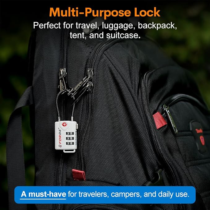 Forge TSA Approved Cable Luggage Locks, Re-settable Combination - Image 7