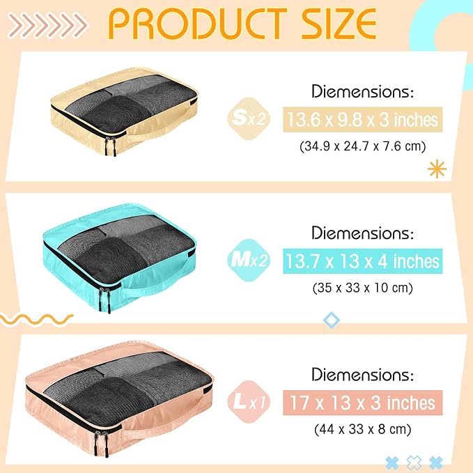 5 Pcs Packing Cubes for Suitcase Large Travel Cubes Carry on Luggage Organizer - Image 2