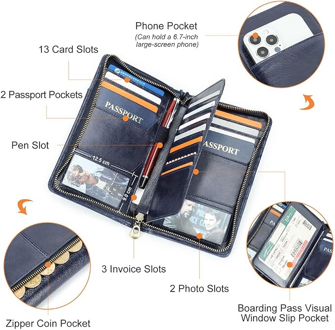 CONTACTS Passport Wallet Leather Family Passport Holder - Image 3