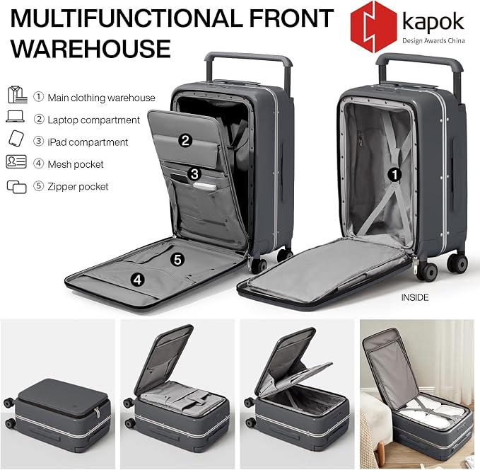 mixi Checked Luggage Wide Handle Luxury Design Rolling Travel Suitcase PC - Image 3