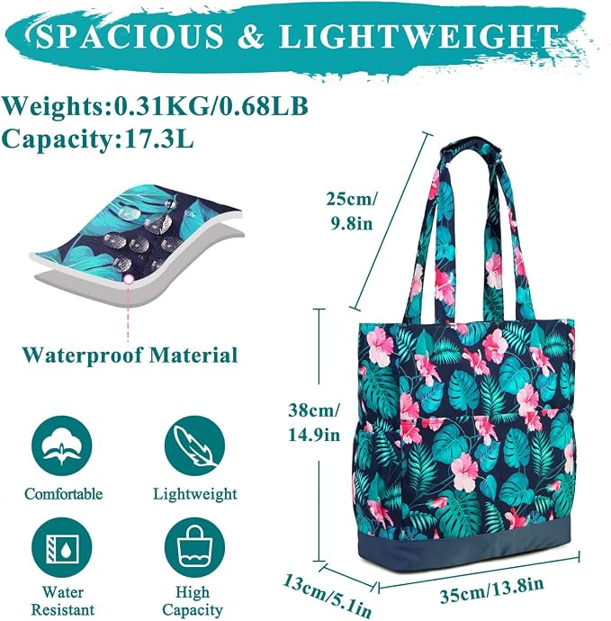 VASCHY Beach Bag for Women, Large Waterproof Sandproof Fold-able Packable Pool - Image 2