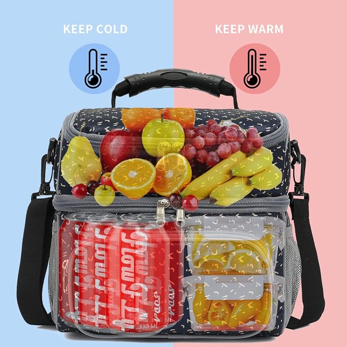 FlowFly Double Layer Cooler Insulated Lunch Bag Adult Lunch Box Large Tote Bag - Image 2
