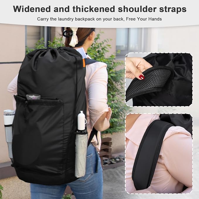 Polecasa Heavy Duty Backpack Laundry Bag, 29 x 13.5 Inches Hamper bag - Image 2
