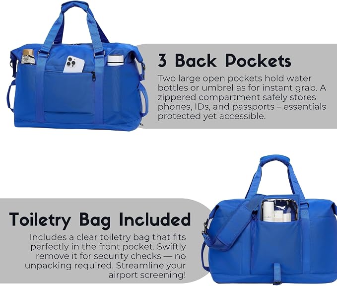SUNNY BIRD Duffel with Utility Pouch, 40L Weekender Overnight Bag with Shoe - Image 8