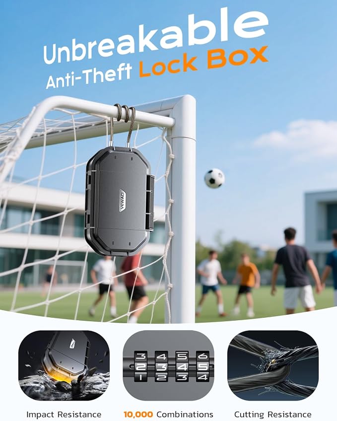 Portable Travel Safe Lock Box Waterproof & Durable, 4-Digit Combination - Image 2