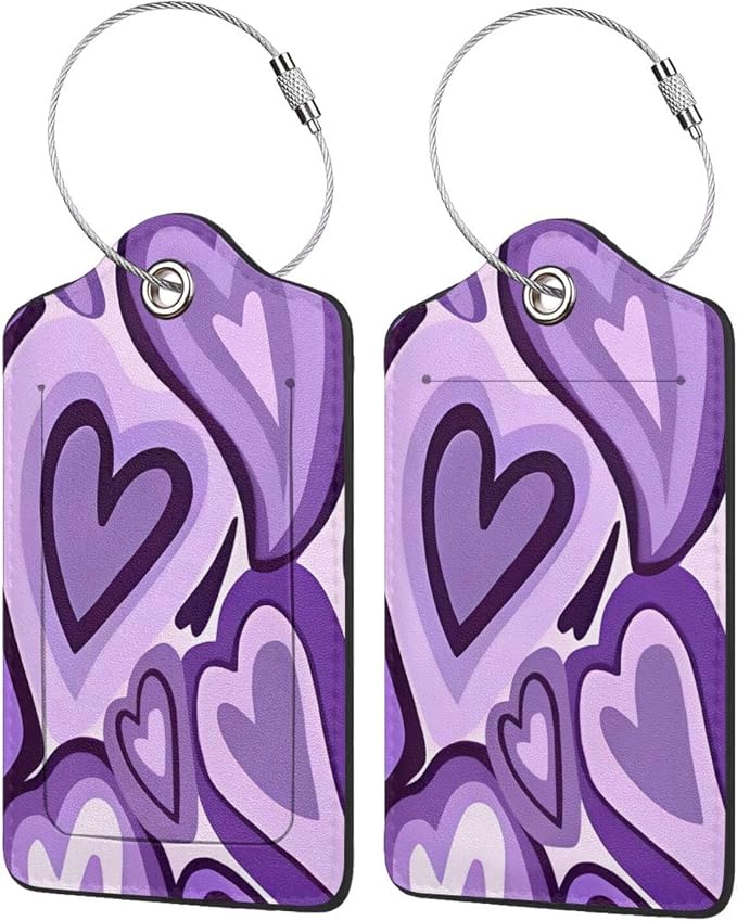 Set of 2 Luggage Tag for Suitcases Tie dye PU Leather Luggage Tag by OMXNAQZ