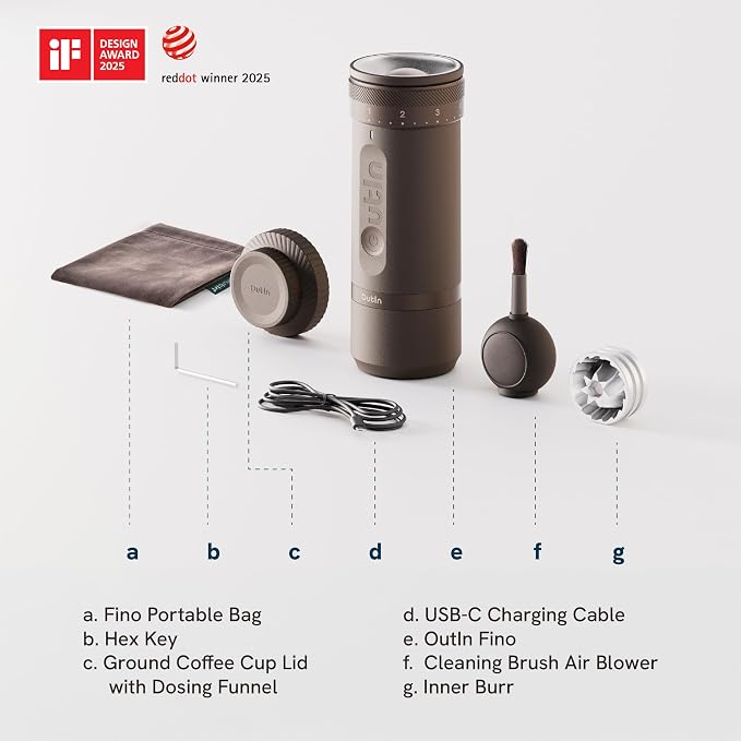 OutIn Fino Portable Electric Coffee Grinder, Adjustable Coffee Bean Grinder - Image 2