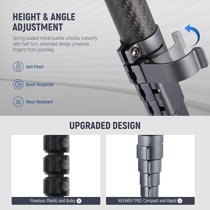 NEEWER LITETRIP LT32 62" Travel Tripod Carbon Fiber - Image 3
