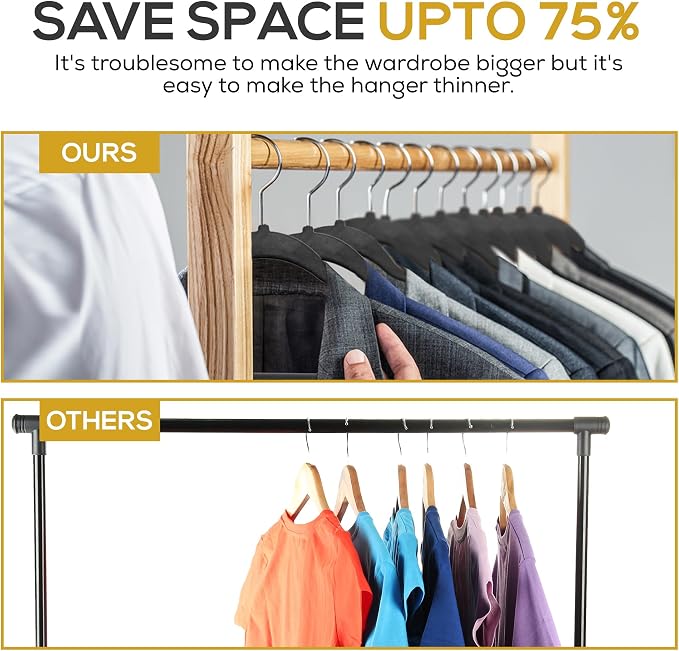 50 Pack New Premium Quality Velvet Hangers Ultra Thin Non Slip Adult Felt Space - Image 6