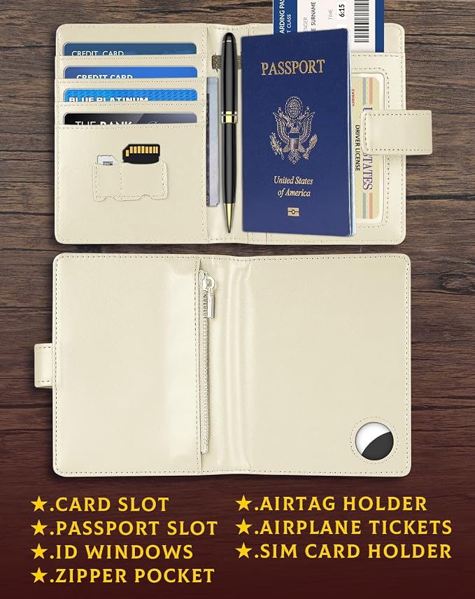 Leather Passport Holder Wallet Cover Case - Image 4