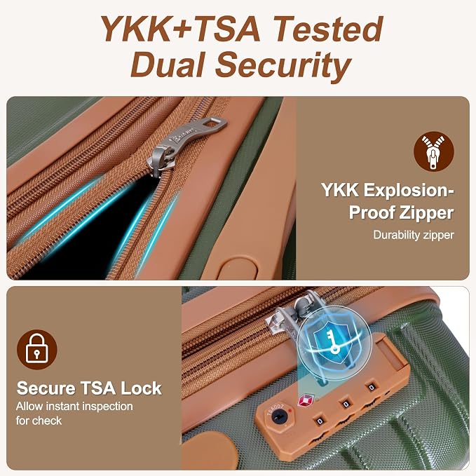 Romswi Luggage Sets 3 Piece Expandable PC+ABS Suitcases, Durable Hardshell - Image 5